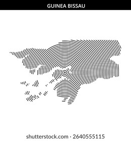 Map outline of Guinea Bissau created with concentric lines design.