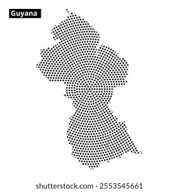 A map outline of Guyana displaying its distinct shape and geographical features clearly marked, suitable for educational purposes.