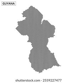 A map outline of Guyana displaying its distinct shape and geographical features clearly marked, suitable for educational purposes.