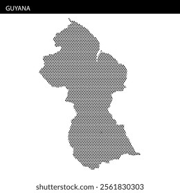 A map outline of Guyana displaying its distinct shape and geographical features clearly marked, suitable for educational purposes.