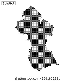 A map outline of Guyana displaying its distinct shape and geographical features clearly marked, suitable for educational purposes.