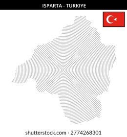 Map outline highlighting Isparta Turkey shape with