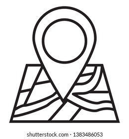 Map outline icon to find out the place when traveling to a place