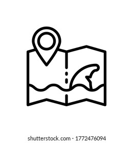 Map outline icons. Vector illustration. Editable stroke. Isolated icon suitable for web, infographics, interface and apps.