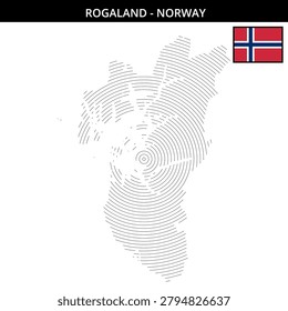 Map outline of Rogaland with Norway flag with
