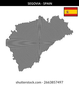 Map outline of Segovia with circular patterns
