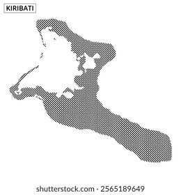 The map outline shows Kiribati with a dotted effect, highlighting its unique island geography during daytime.