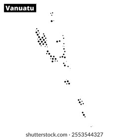 Map outline of Vanuatu highlights its islands and geographical features in a clear layout.