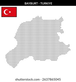 Map outlines Bayburt in a pixelated dot style