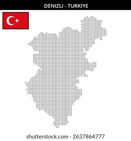 Map outlines Denizli region with pixelated dots