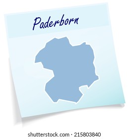 Map of Paderborn as sticky note in blue
