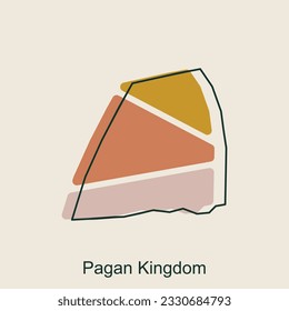 Karte der geometrischen Umrisse des Pagan-Königreichs bunte moderne Design-Vorlage, Myanmar-Karte auf weißem Hintergrund der Vektorgrafik