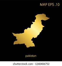 Map of pakistan abstract corlor Gold on Black background frame vector illustration eps 10.