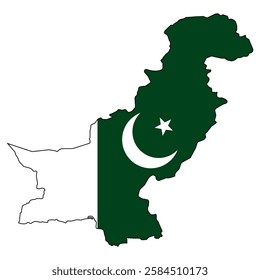 Map of Pakistan with flag colors in it.