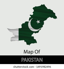 Map of Pakistan, isolated on gray background. Vector illustration