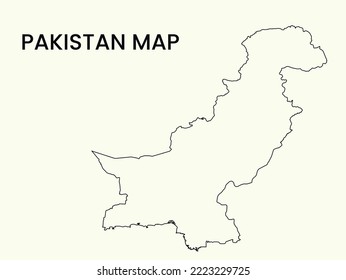 Map of Pakistan, Outline Map Pakistan vector Illustration, Map of Pakistan with an outline. Pakistan map.