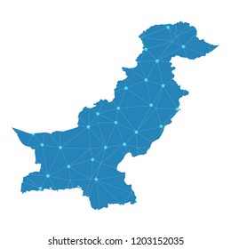 Map of Pakistan from Polygonal wire frame low poly mesh,Pakistan map Vector Illustration EPS10.