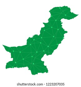 Map of Pakistan from Polygonal wire frame low poly mesh,Pakistan map Vector Illustration EPS10.