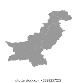 Map of Pakistan with regions. Vector illustration.
