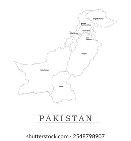 Karte von Pakistan mit Vertretung der Verwaltungseinheiten