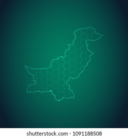 Map of Pakistan-Wire frame 3D mesh polygonal network line, design sphere, dot and structure. Vector illustration eps 10.