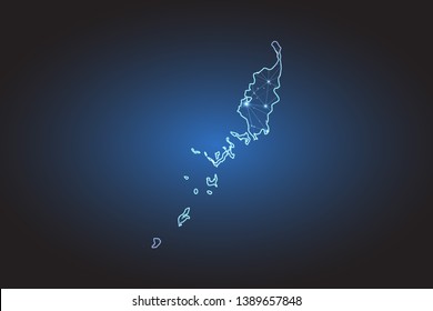 Map of Palau - Abstract mash line and point scales on circuit dark background. Wire frame 3D mesh polygonal network line, design sphere, dot and structure. Vector illustration eps 10.