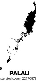  Map of PALAU country in black. With the caption of the country name " PALAU".