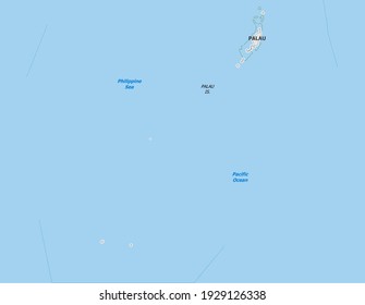 Map of Palau. Map is drawn in high detail and for clarity shows only major cities. Country is drawn with neighboring countries.
