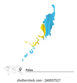 Mapa de Palau con bandera - ilustración vectorial