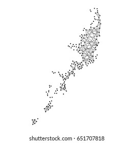 Map of Palau from polygonal black lines and dots of vector illustration