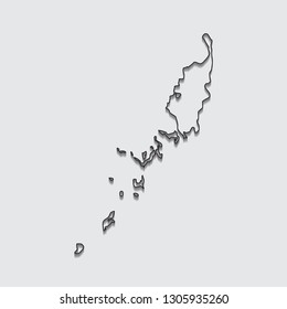 Map of Palau with shadow on gray background.eps10