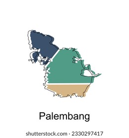 Map of Palembang design template, vector illustration of Map of Indonesia on white background