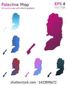 Map of Palestine with beautiful gradients. Alluring set of country maps. Posh vector illustration.
