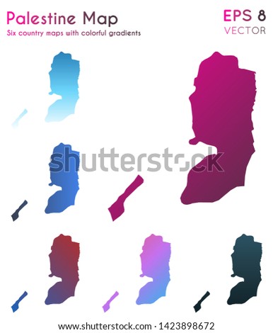 Map of Palestine with beautiful gradients. Alluring set of country maps. Posh vector illustration.