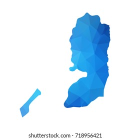 Map of Palestine - Blue Geometric Rumpled Triangular , Polygonal Design For Your . Vector illustration eps 10.