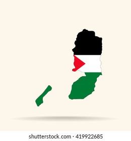 Map of Palestine in Palestine flag colors