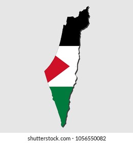 Map Of Palestine With Flag, Vector Illustration