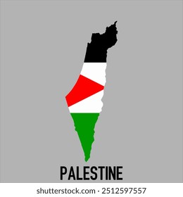 Mapa de Palestina con bandera, Ilustración vectorial