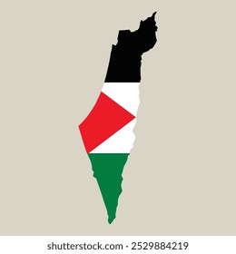 Mapa de Palestina con la bandera, Mapa de la bandera. Ilustración vectorial
