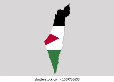 Map of palestine with flag,vector illustration