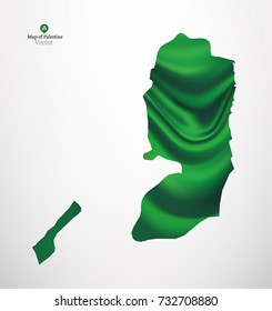 Map of Palestine with green fabric draping background in vector.