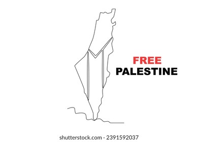 A map of Palestine. Palestine solidarity one-line drawing