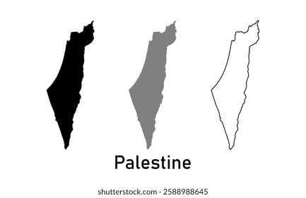 Map of palestine. map in various style outline, black, and gray
