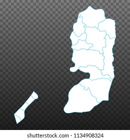 Map of Palestine. Vector illustration on transparent background. Items are placed on separate layers and editable. Vector illustration eps 10.