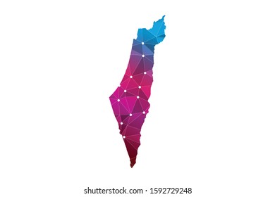 Map of Palestine. Wire frame 3D mesh polygonal network line, design sphere, dot and structure. communications map of Palestine. Vector Illustration EPS10.