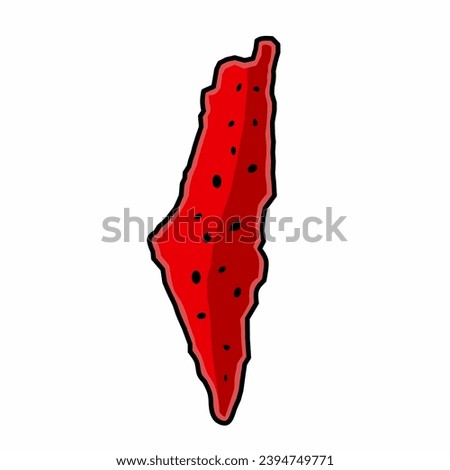 Map, Palestinian flag and watermelon as a symbol of Palestinian resistance to the invaders, vector illustration.