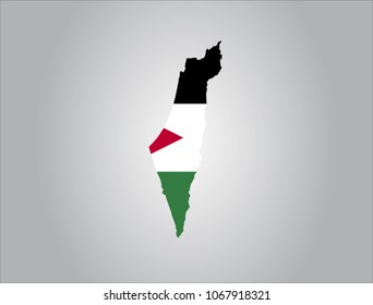 Map of paletine with flag,vector illustration