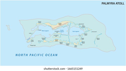 Map of the Palmyra Atoll an unorganized territory of the United States with flag 