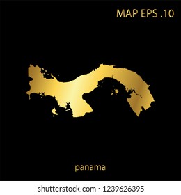 Map of panama abstract corlor Gold on Black background frame vector illustration eps 10.