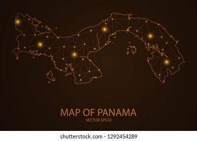 Map of Panama - Abstract mash line and point scales on dark background. 3D mesh polygonal network connections.Vector illustration eps 10. 